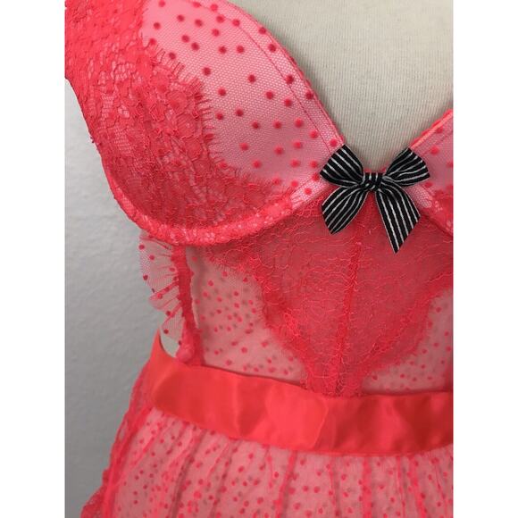 Victoria's Secret Lingerie Lace Polka Dot Mesh Babydoll Apron - Picture 4 of 9